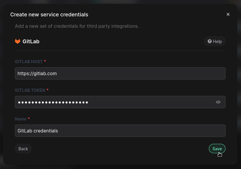 input gitlab credentials