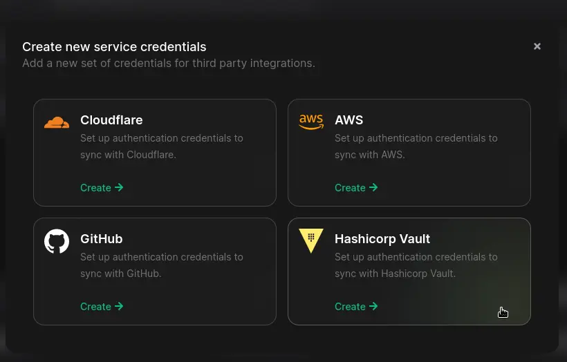 create credentials