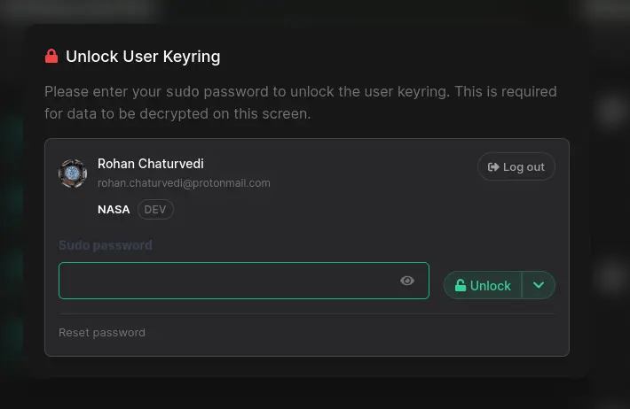 new keyring dialog
